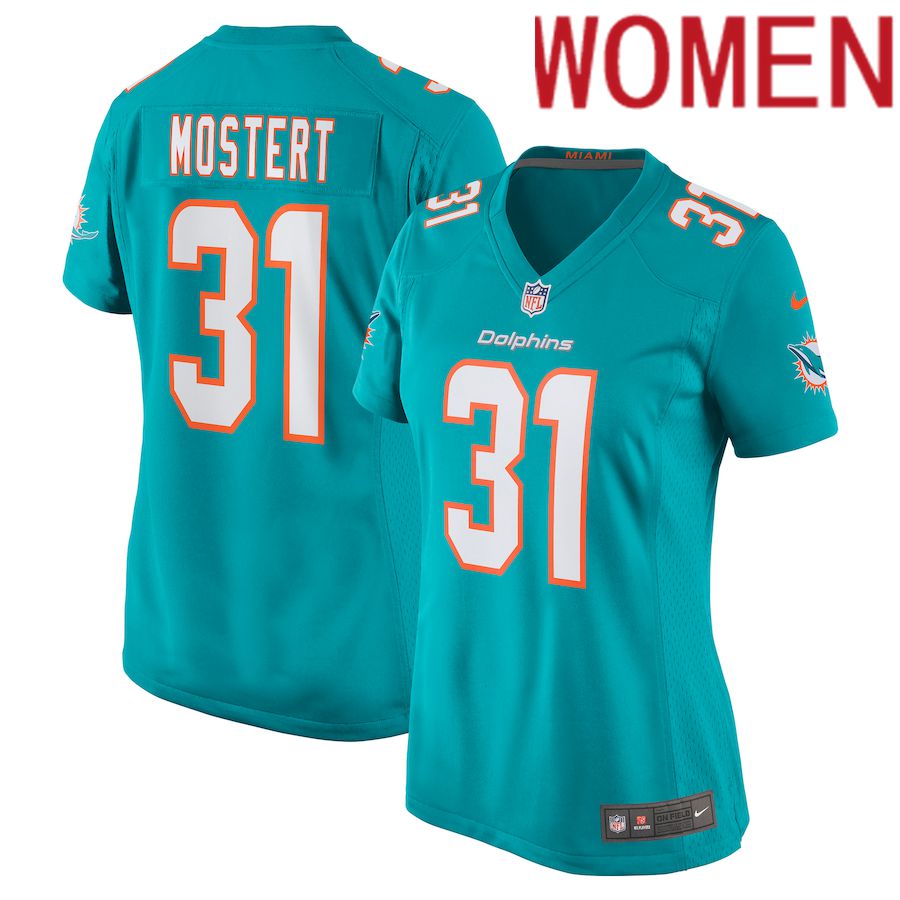 Women Miami Dolphins #31 Raheem Mostert Nike Aqua Game NFL Jersey
